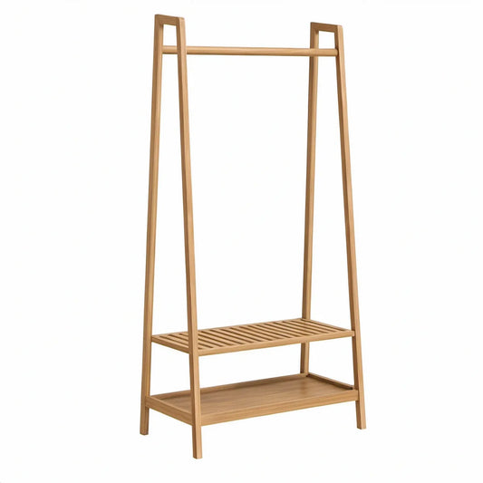 A-formet tøjstativ i massiv bambus, natur, 70 x 45 x 160 cm